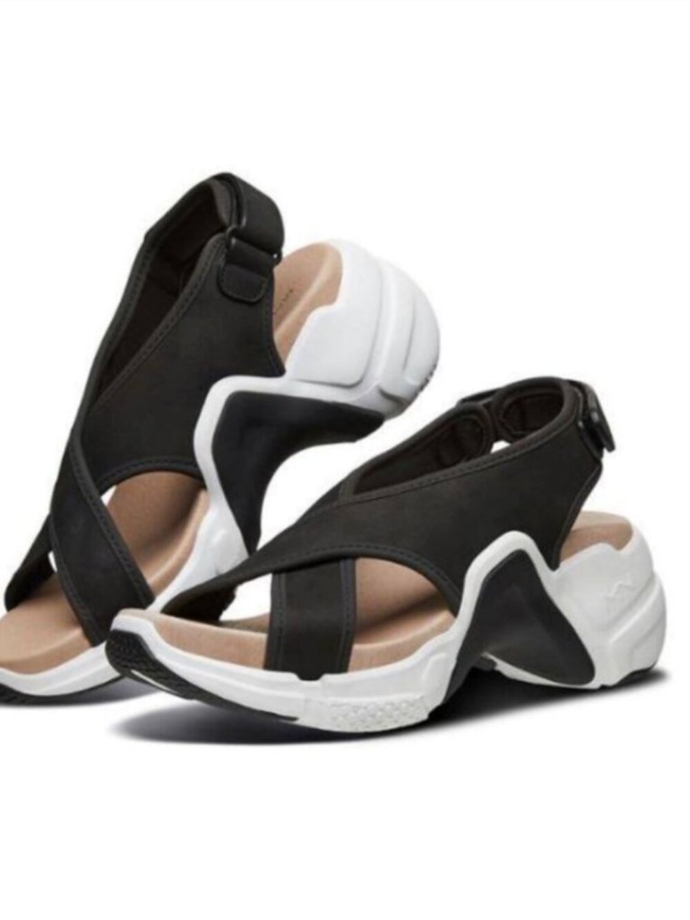 Mark Nason Skechers Size 8.5 Neo Block Chunky Leather Sandals Black / White